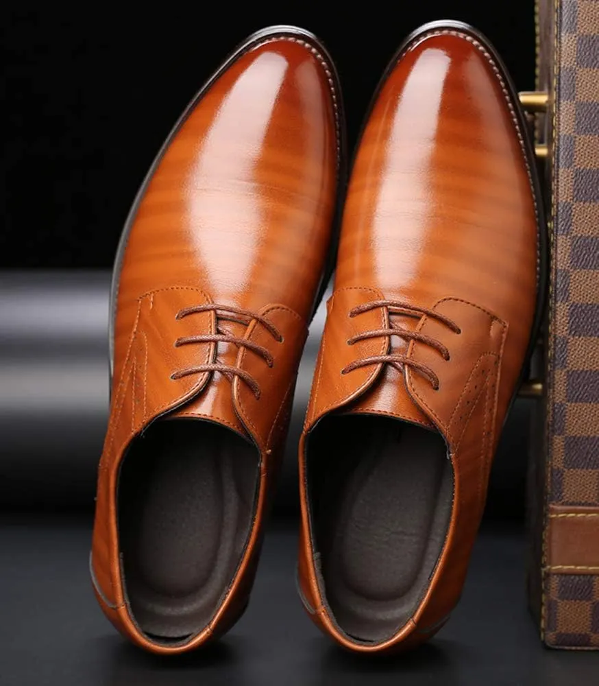 Santimon Men's Oxford Shoes Classic Formal Business Pointed Toe Lace Up Dress Shoes
