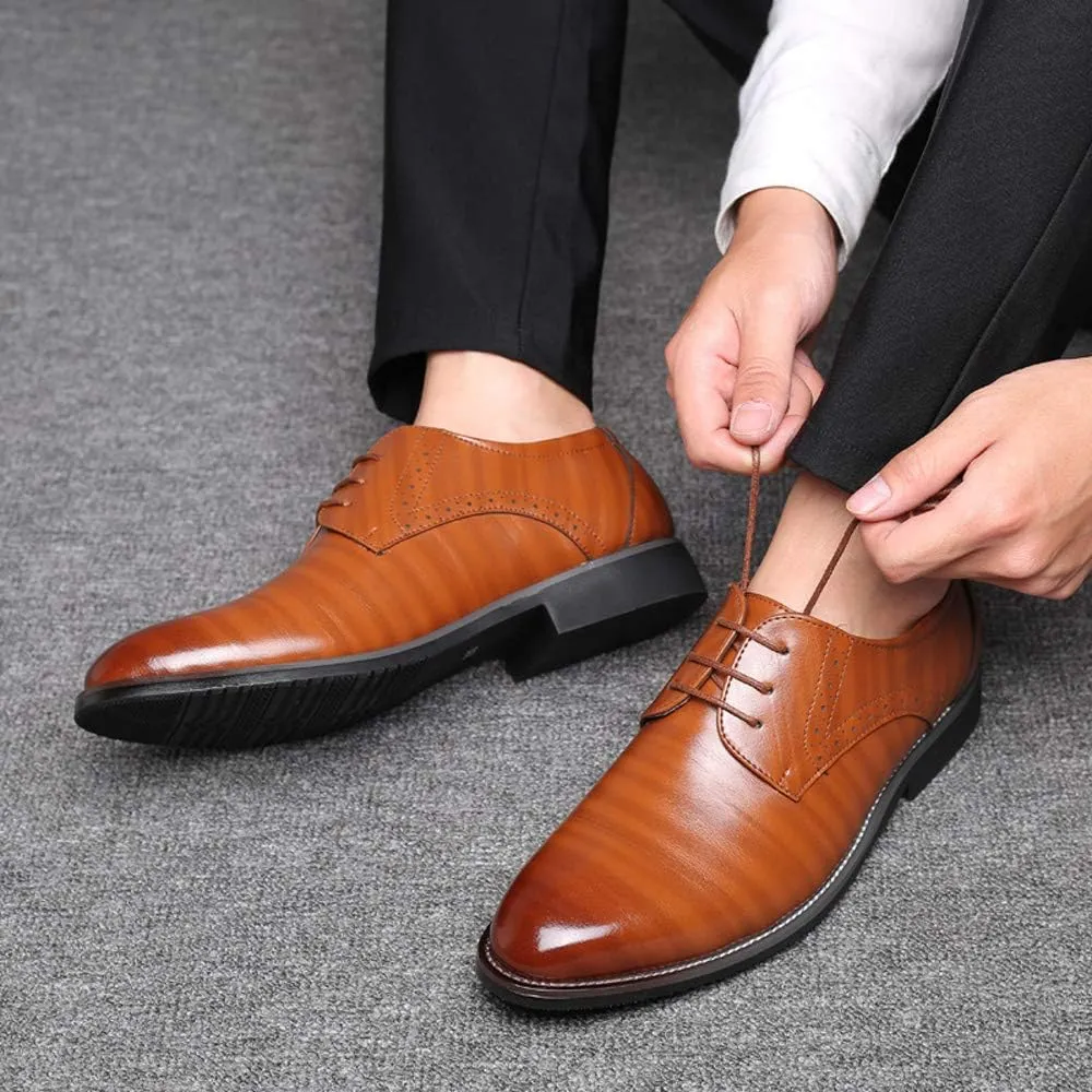 Santimon Men's Oxford Shoes Classic Formal Business Pointed Toe Lace Up Dress Shoes