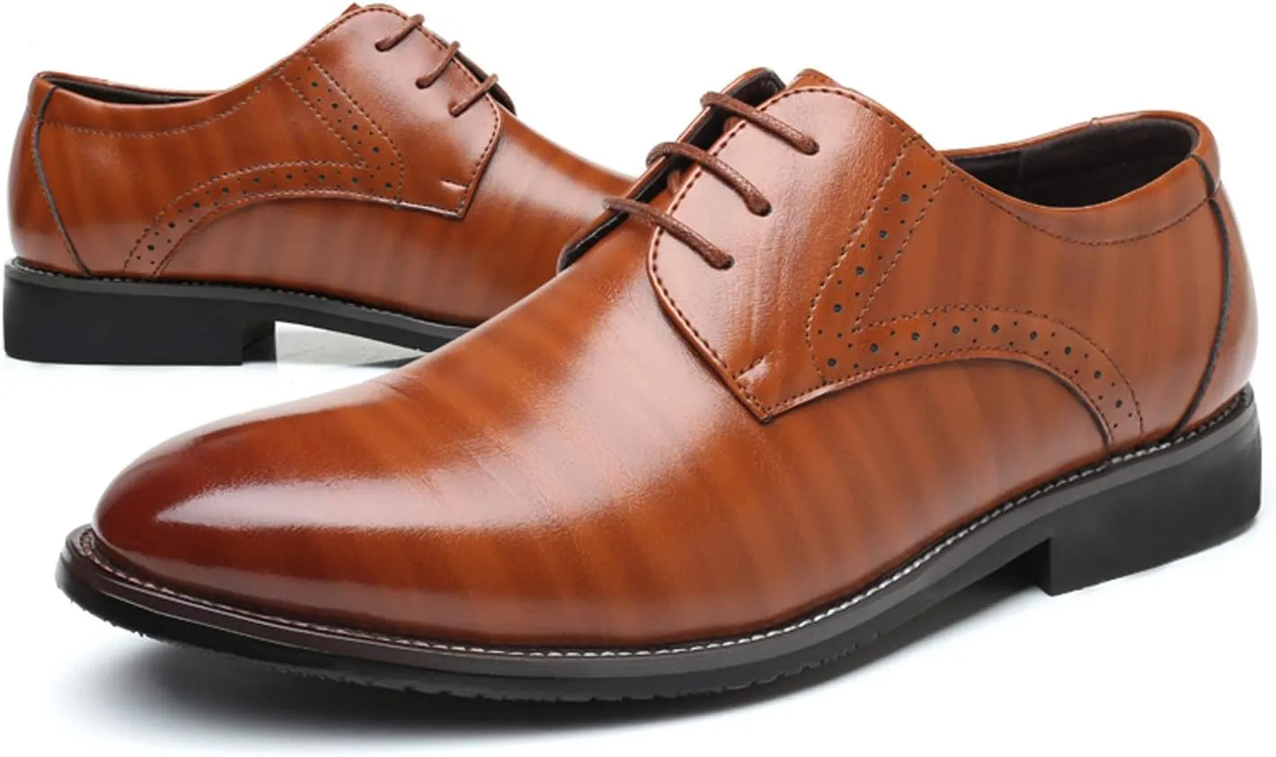 Santimon Men's Oxford Shoes Classic Formal Business Pointed Toe Lace Up Dress Shoes