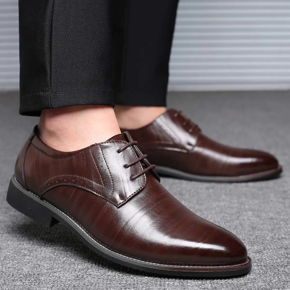 Santimon Men's Oxford Shoes Classic Formal Business Pointed Toe Lace Up Dress Shoes