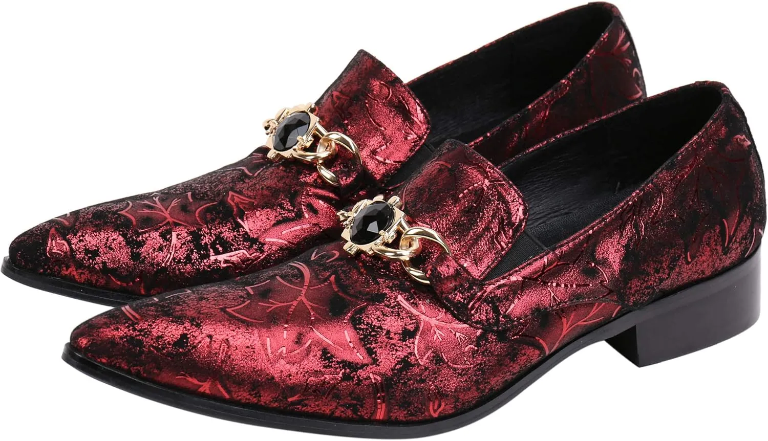 Santimon Mens Smoking Slipper Loafers Men Rhinestone Buckle Casual Slip On Dress Shoes