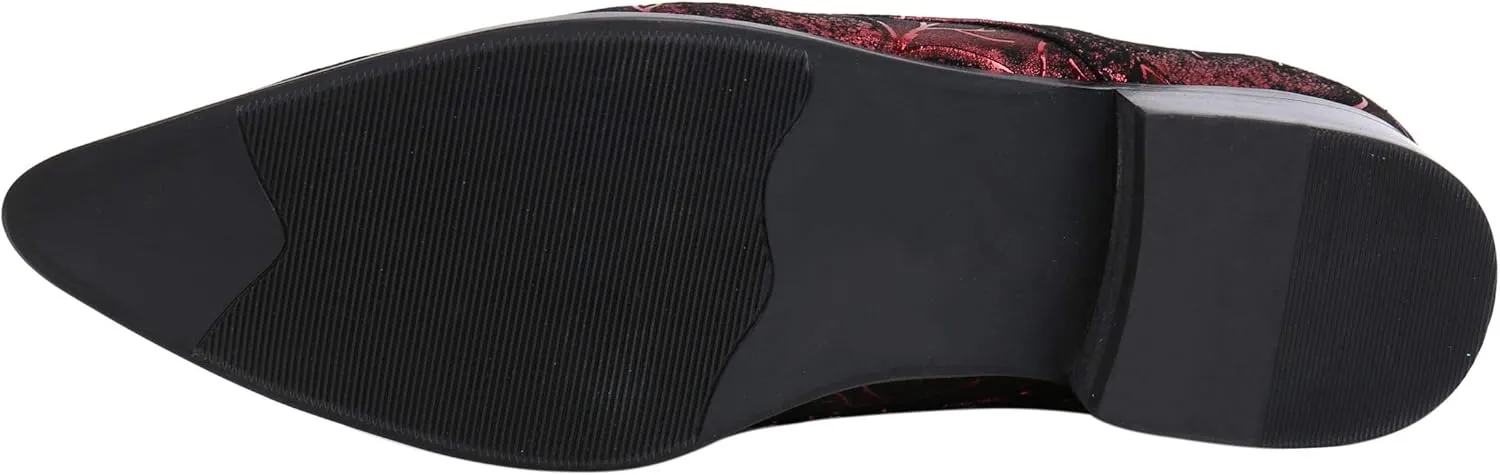 Santimon Mens Smoking Slipper Loafers Men Rhinestone Buckle Casual Slip On Dress Shoes