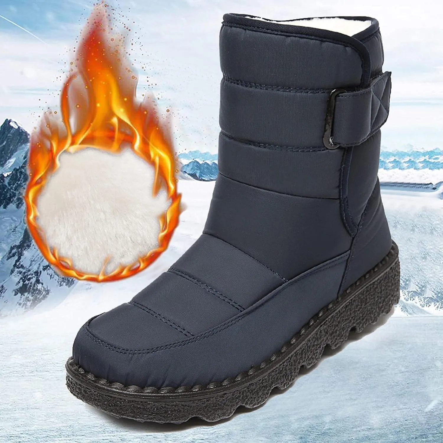 SBGMoSJ Short Winter Boots for Women Waterproof Snow Women's Duck Boots Waterproof Black Women Winter Boots Wide Size Winter Boot Women Botas De Nieve
