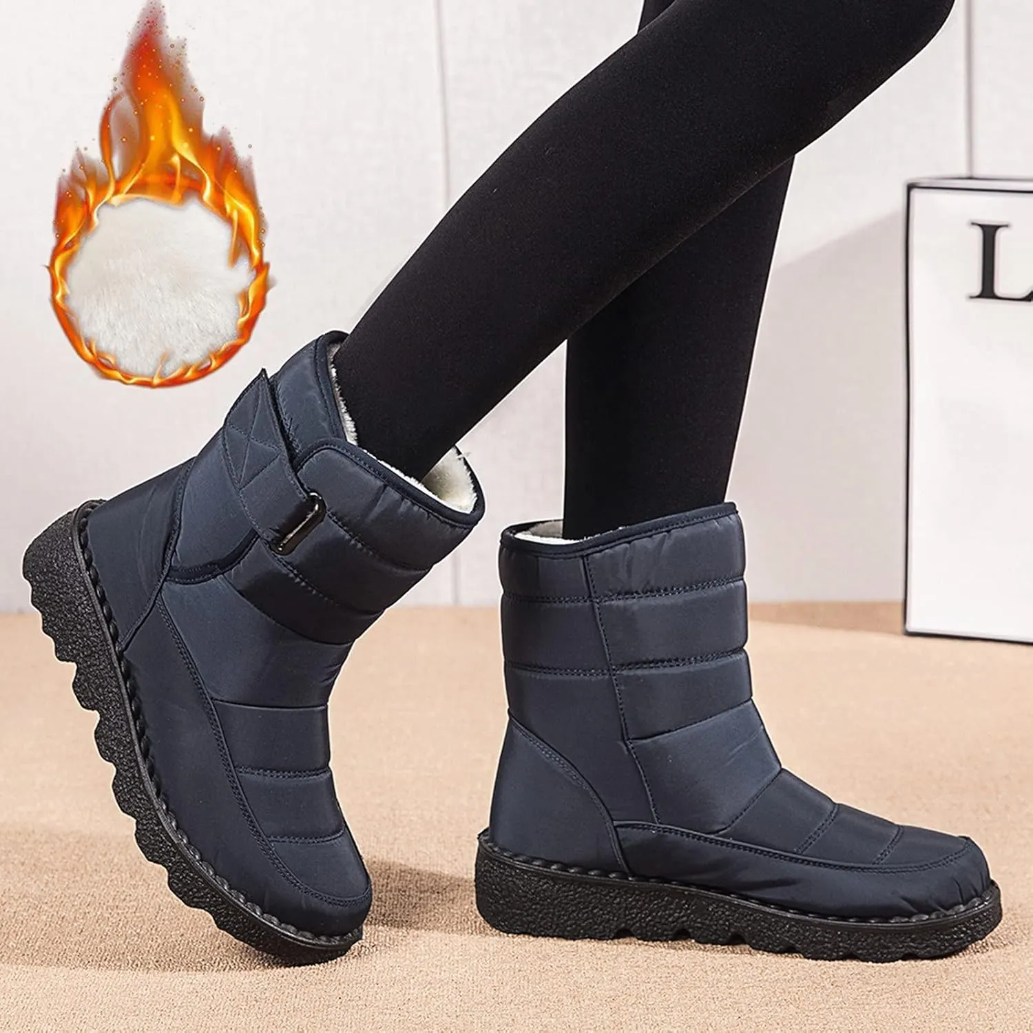 SBGMoSJ Short Winter Boots for Women Waterproof Snow Women's Duck Boots Waterproof Black Women Winter Boots Wide Size Winter Boot Women Botas De Nieve