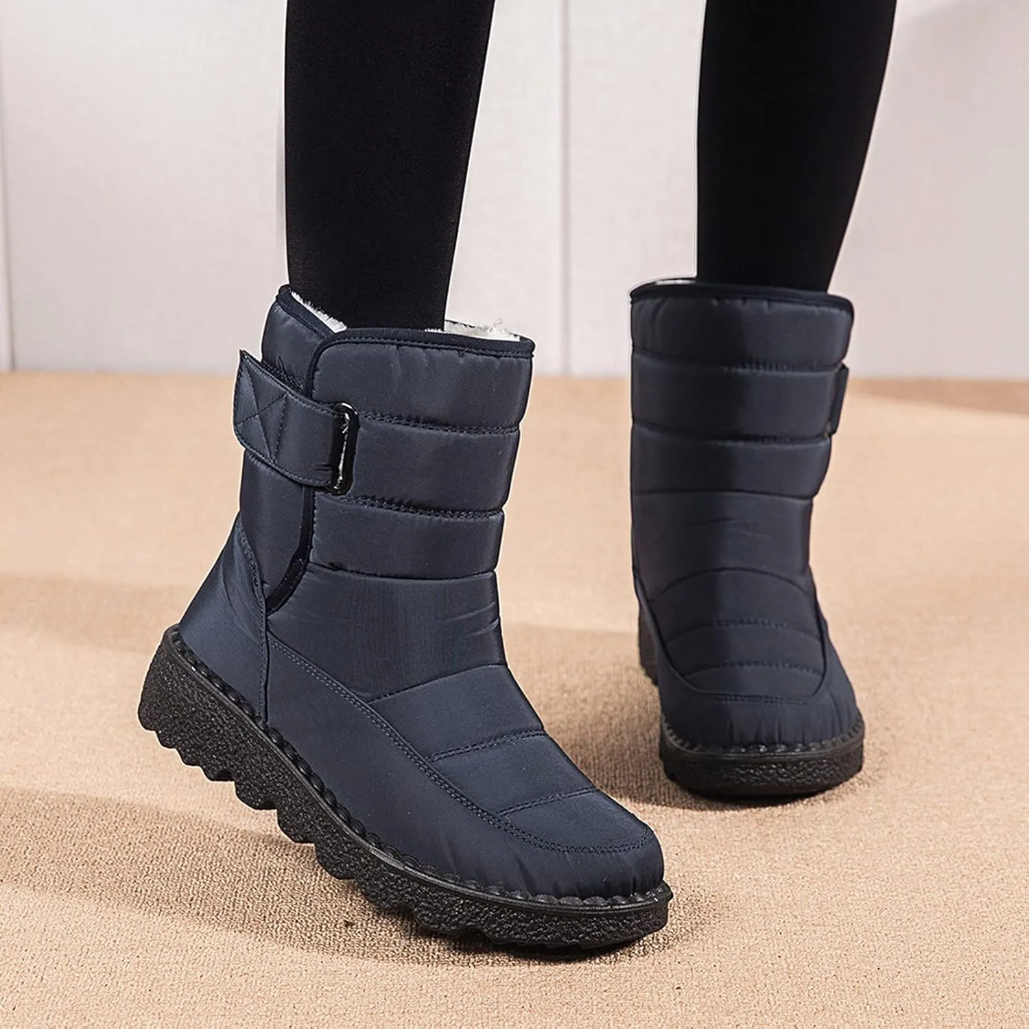SBGMoSJ Short Winter Boots for Women Waterproof Snow Women's Duck Boots Waterproof Black Women Winter Boots Wide Size Winter Boot Women Botas De Nieve