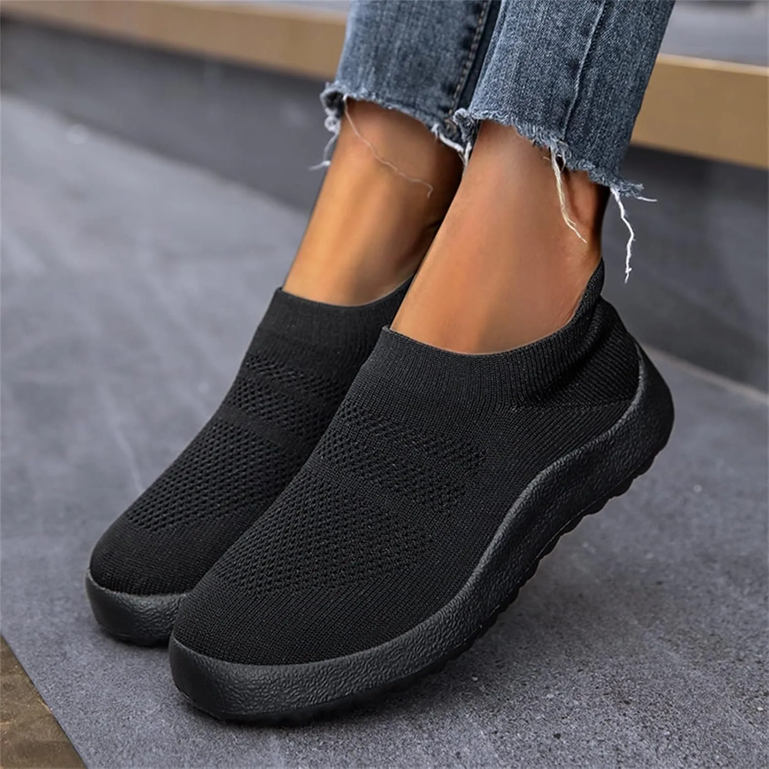 SBGMoSJ Women's Running Shoes Size 8.5 Wide Zapatos CModos para Embarazadas Black and White Platform Sneakers for Women Womens Black High Top Fashion Sneakers Women Slip On Sneakers Wide