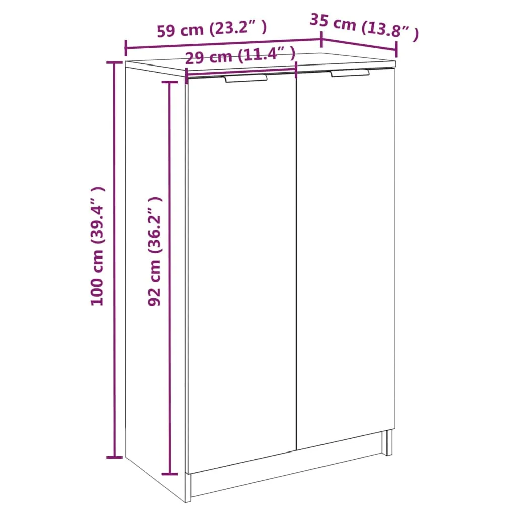 Shoe Cabinet Concrete Grey 59x35x100 cm Engineered Wood