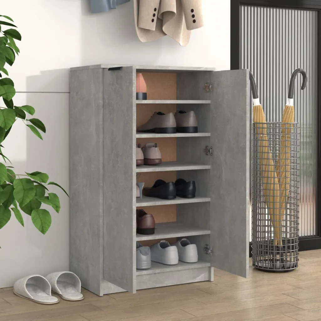 Shoe Cabinet Concrete Grey 59x35x100 cm Engineered Wood