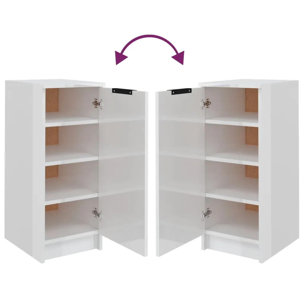 Shoe Cabinet High Gloss White 30x35x70 cm Engineered Wood