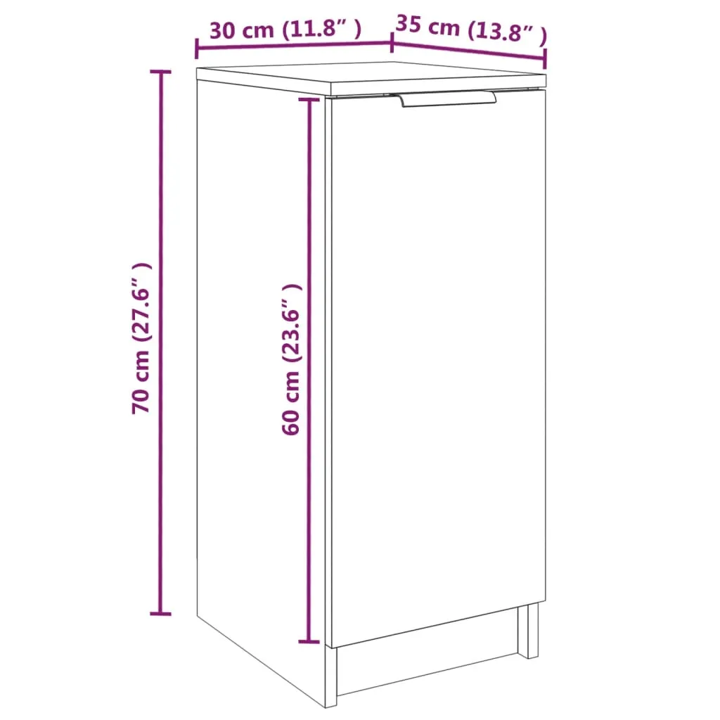 Shoe Cabinet High Gloss White 30x35x70 cm Engineered Wood