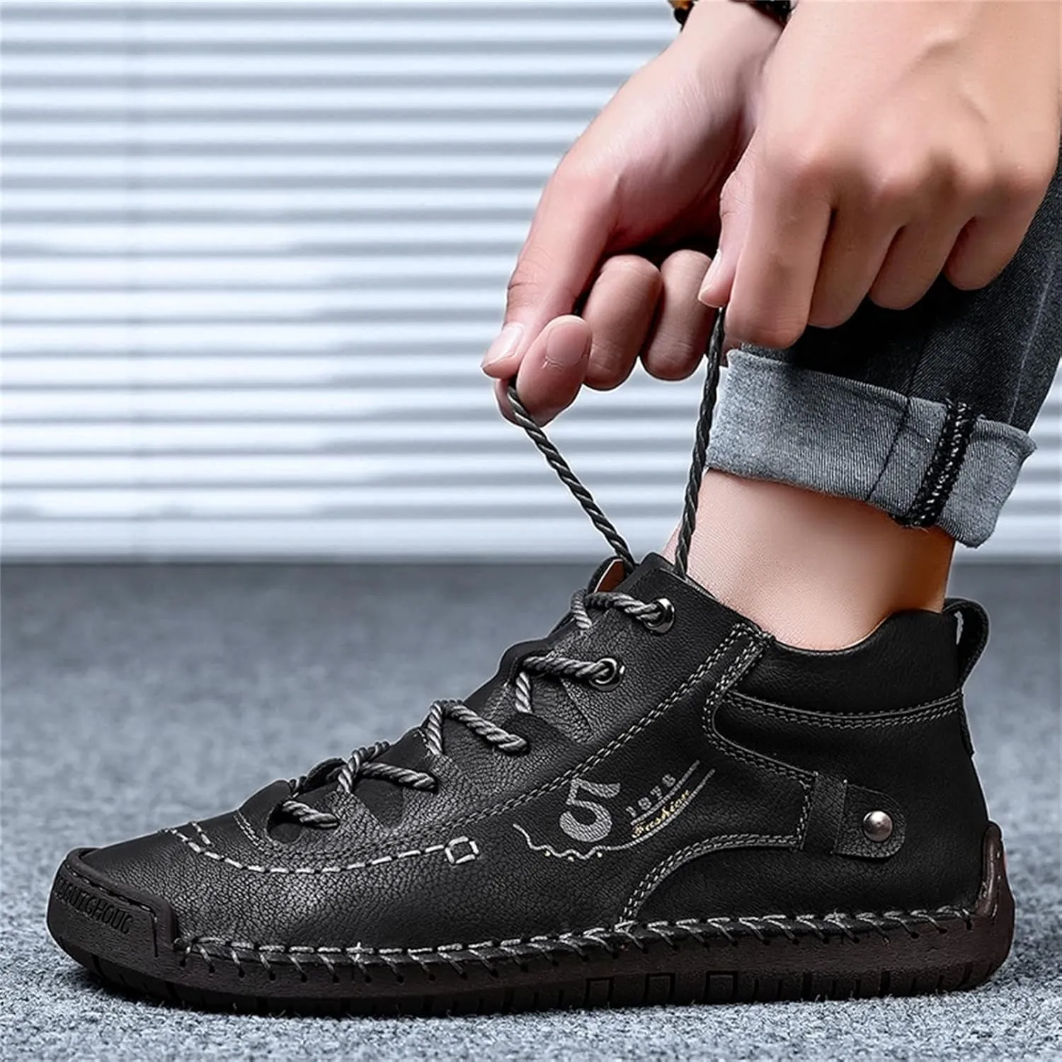 Shoes Casual Men Leather Fashion Summer and Autumn Men Leather Shoes Flat Soft Leather Casual Shoes for Men Size 13