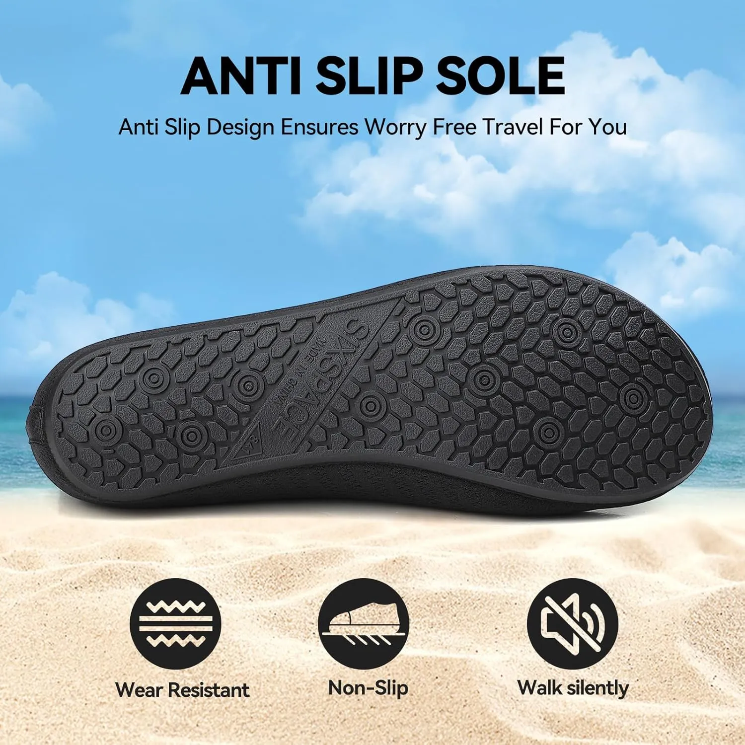 Sixspace Water Shoes for Women Men Aqua Socks Swim Shower Beach Barefoot Pool Quick-Dry Non Slip Lake Surf