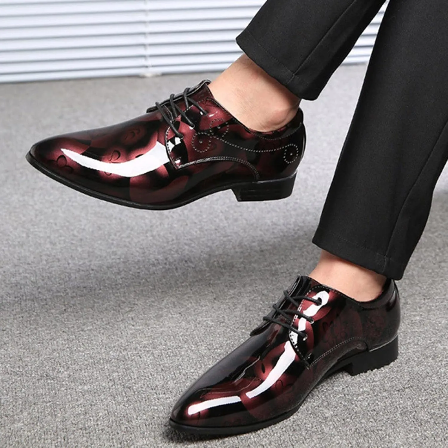 Slip on Leather Shoes for Men Classical Style Shoes for Men Slip On PU Leather Leather High Top Shoes for Men (Wine, 9)