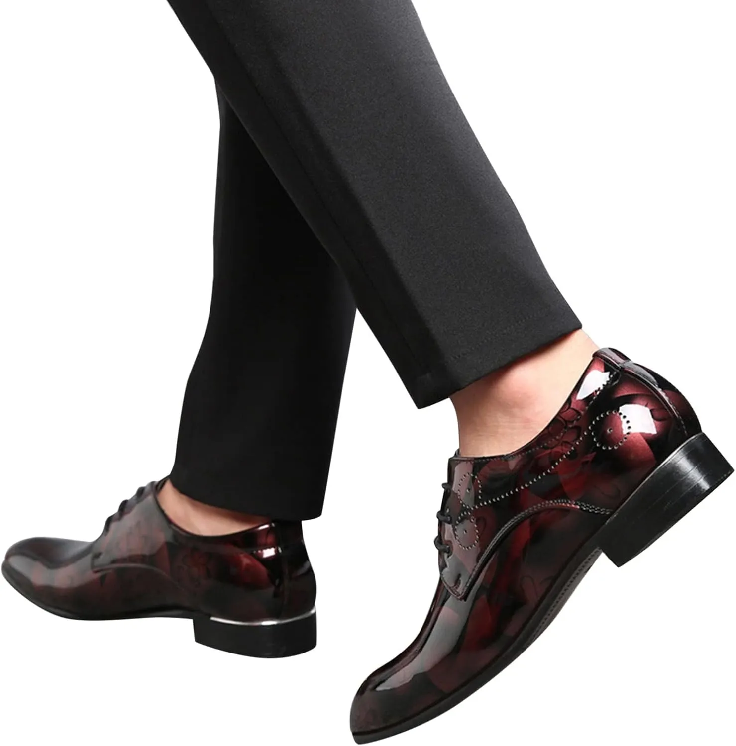 Slip on Leather Shoes for Men Classical Style Shoes for Men Slip On PU Leather Leather High Top Shoes for Men (Wine, 9)