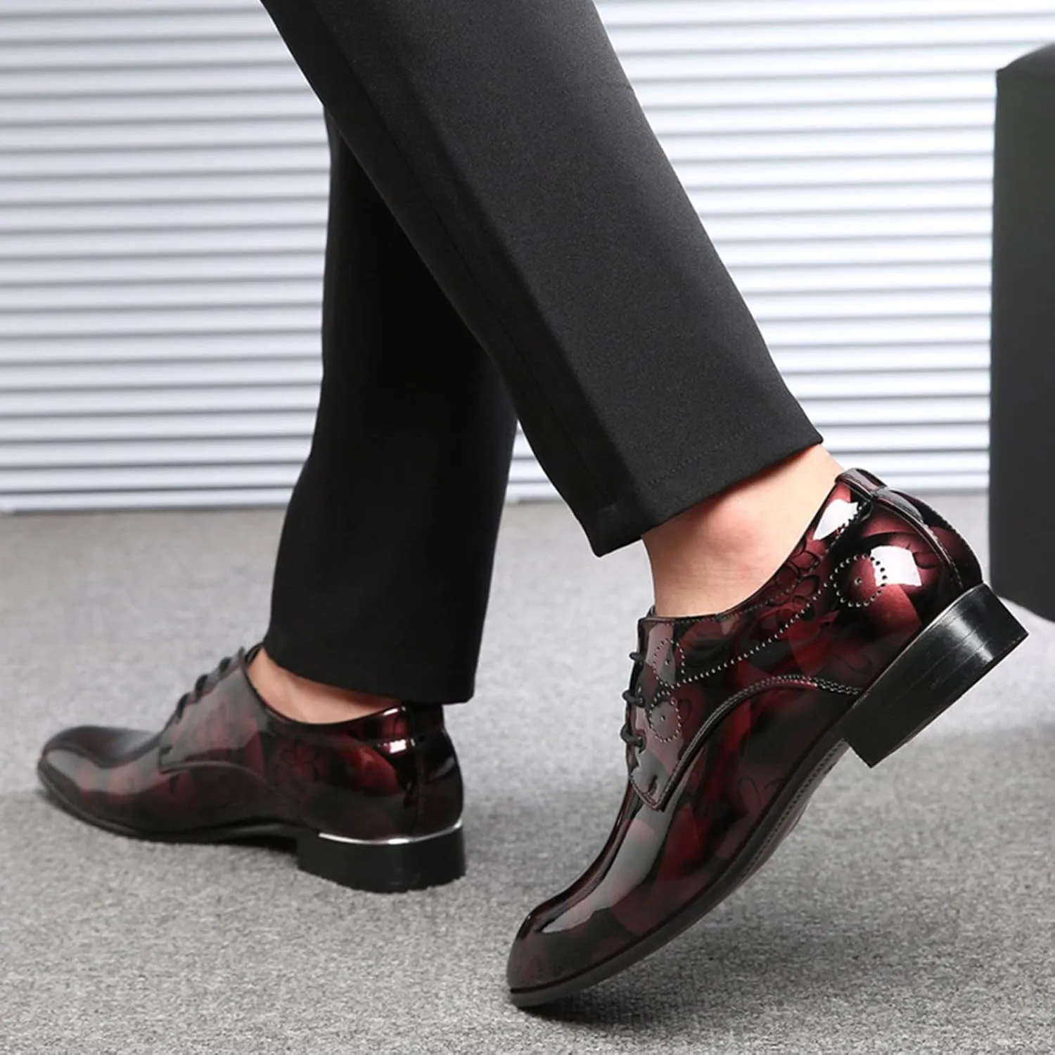 Slip on Leather Shoes for Men Classical Style Shoes for Men Slip On PU Leather Leather High Top Shoes for Men (Wine, 9)