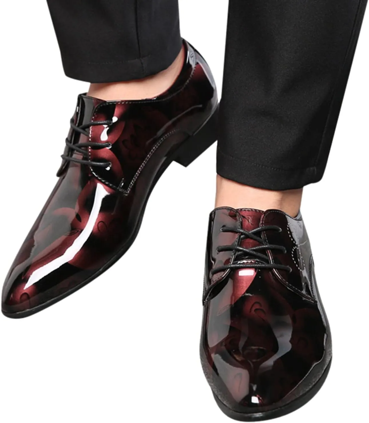 Slip on Leather Shoes for Men Classical Style Shoes for Men Slip On PU Leather Leather High Top Shoes for Men (Wine, 9)