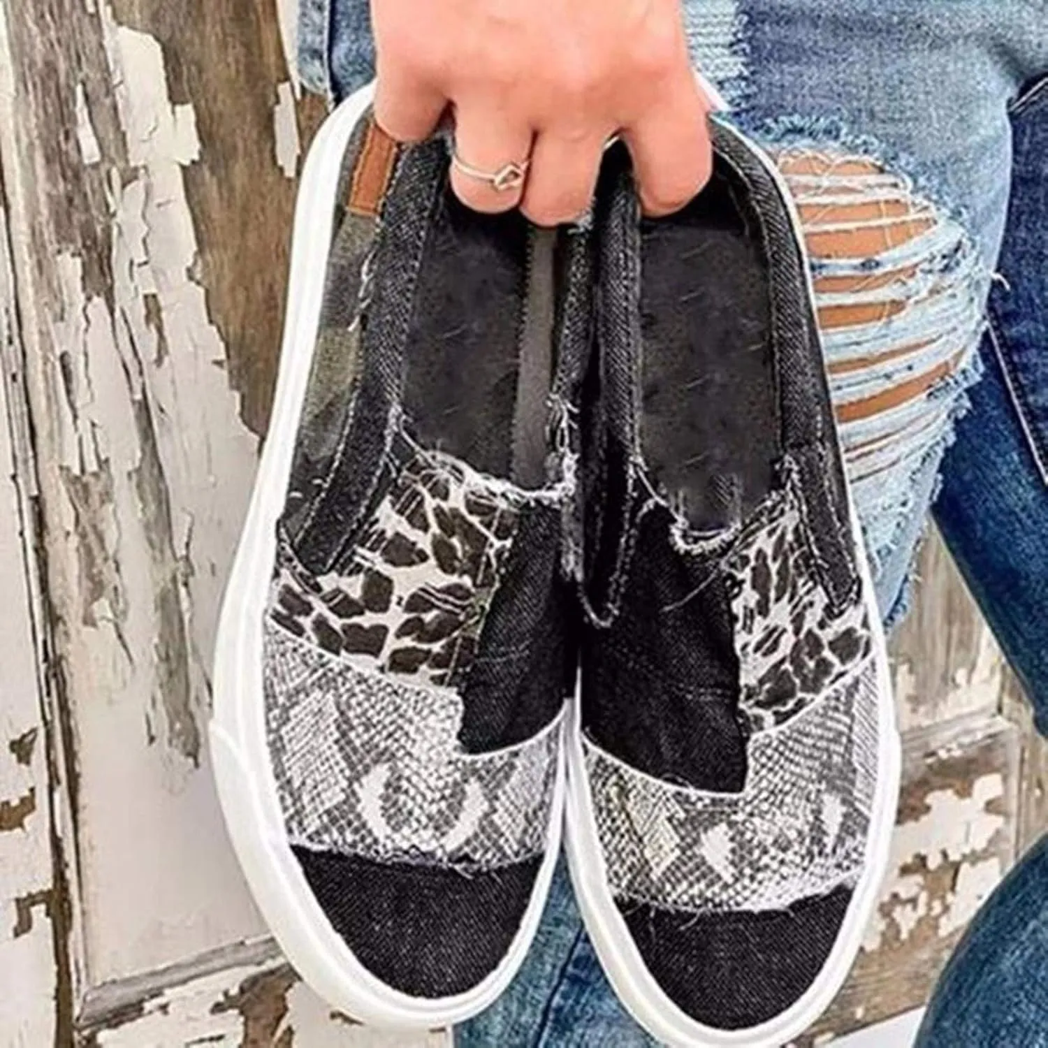 Slip On Sneakers Women Wide Width Only Zapatos Cerrados De Mujer De Vestir Elegantes Comodos Canvas Shoes for Women Womens Tennis Shoes Size 9.5 Supportive Women's Athletic Shoes Wide Width