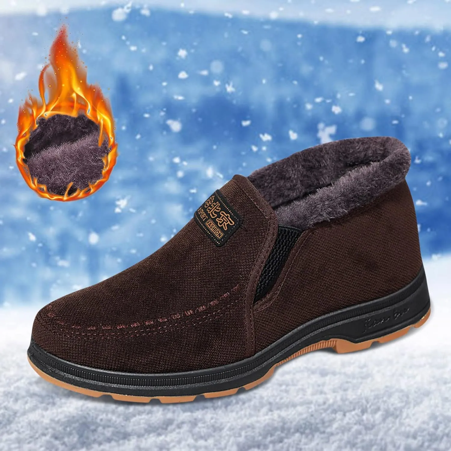 Snow Boots for Men Warm Faux Furry Lined Footwear Waterproof Outdoor Casual Winter Boots Non-slip Lace Up Ankle Boots for Cold Weather Hiking Boot Trekking Boots