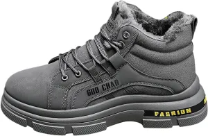 Snow Boots for Men Waterproof Furry Lined Warm Winter Boots Lace Up Cold Weather Anti-Slip Ankle Boots Slip on Athletic Lightweight Hiking Shoes