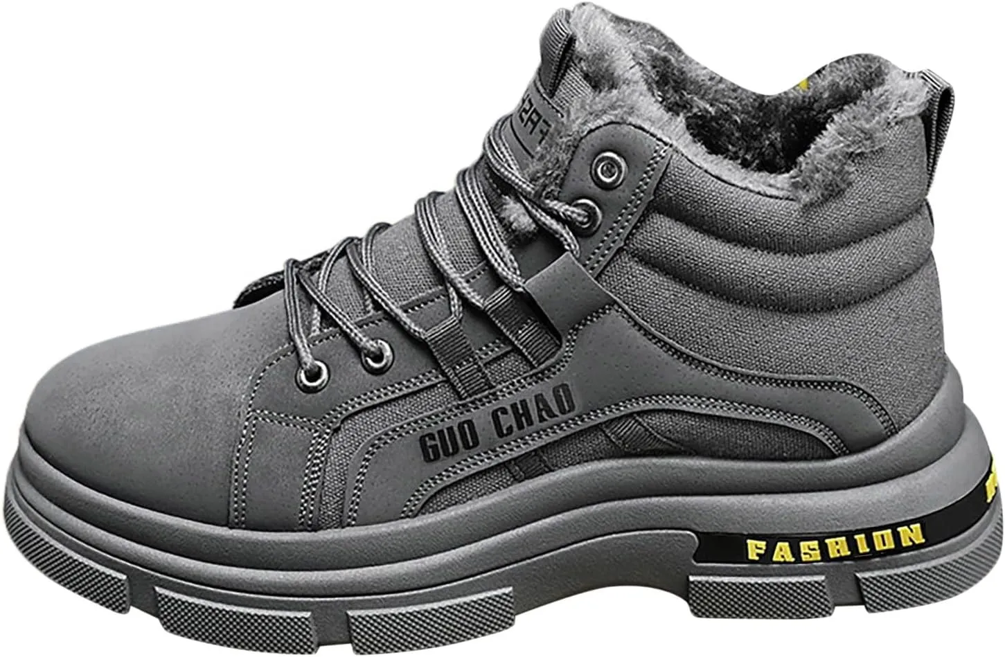 Snow Boots for Men Waterproof Furry Lined Warm Winter Boots Lace Up Cold Weather Anti-Slip Ankle Boots Slip on Athletic Lightweight Hiking Shoes
