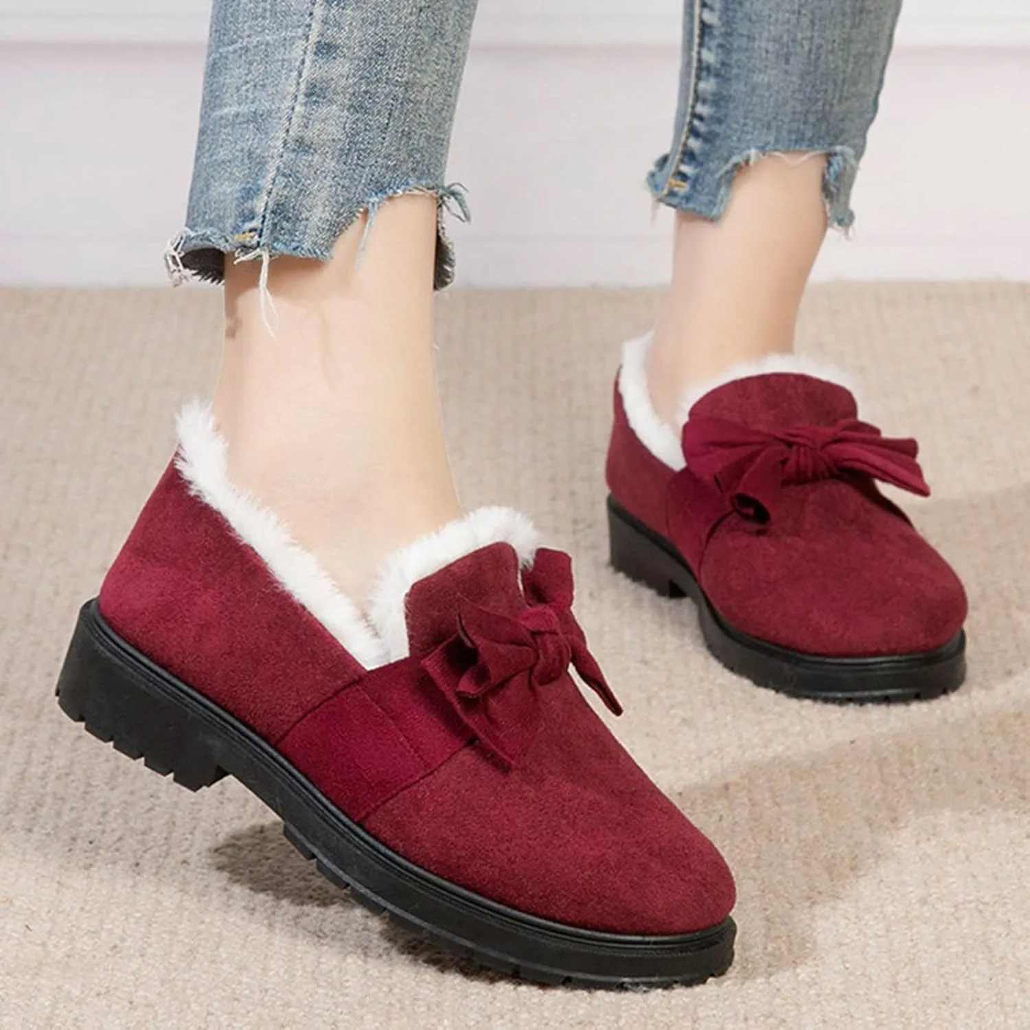 Snow Boots for Women Waterproof Boots Waterproof Short Rain Boots Plush Lined Snow Boots Teens Winter Boots 2024