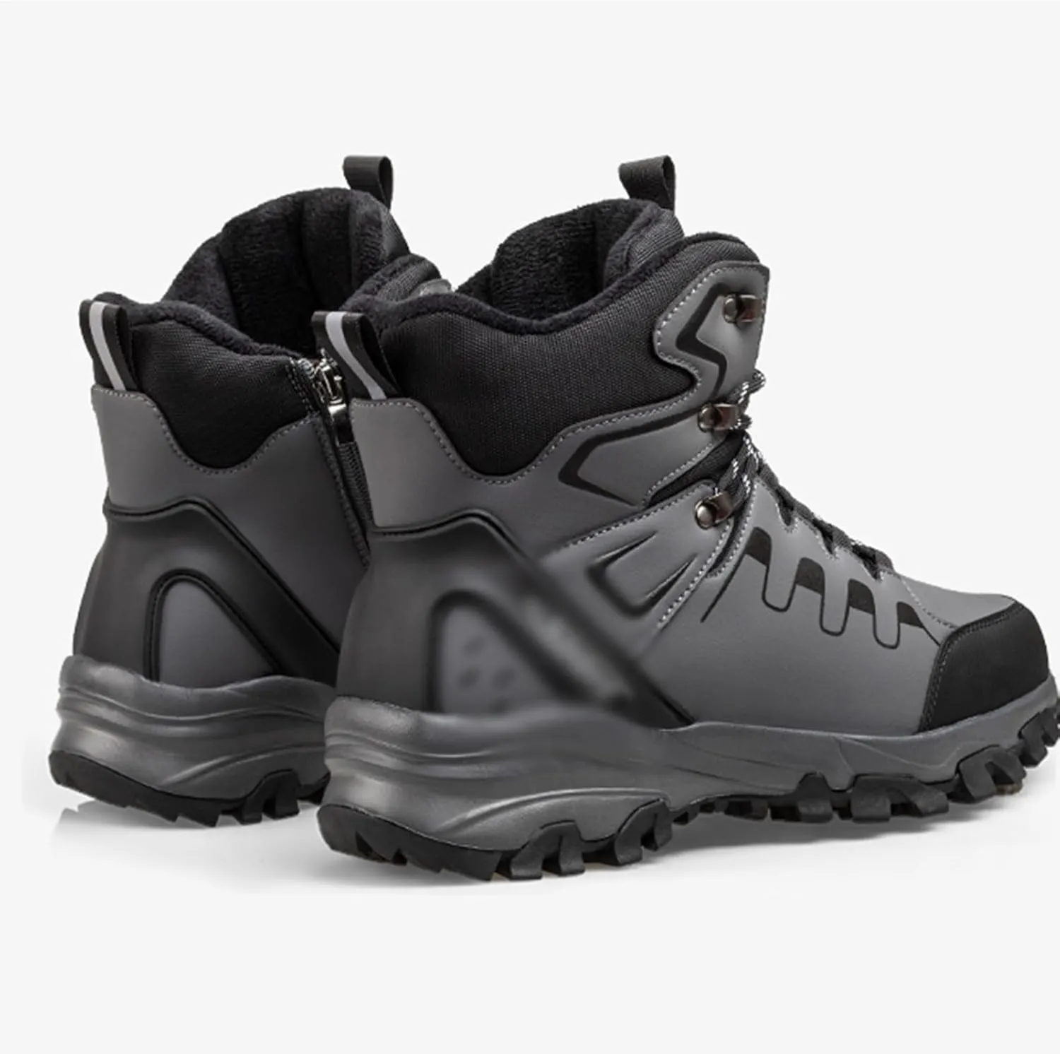 Snow Boots For Women Waterproof Comfortable Warm Fur Lined Anti-Slip Rubber Sole Round Head Men Winter Boots Side Zipper High Gang Casual Unisex Winter Hiking Platform Boots Sneakers ( Color : Black ,