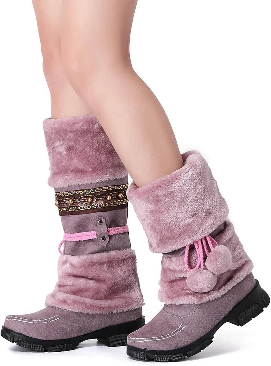 Snow Boots for Women Waterproof Womens Snow Boots Ankle Fur Boots for Women Winter Black Womens Hiking Boots Waterproof Botas De Trabajo Para El Frio Extremo Y Agua De Mujer