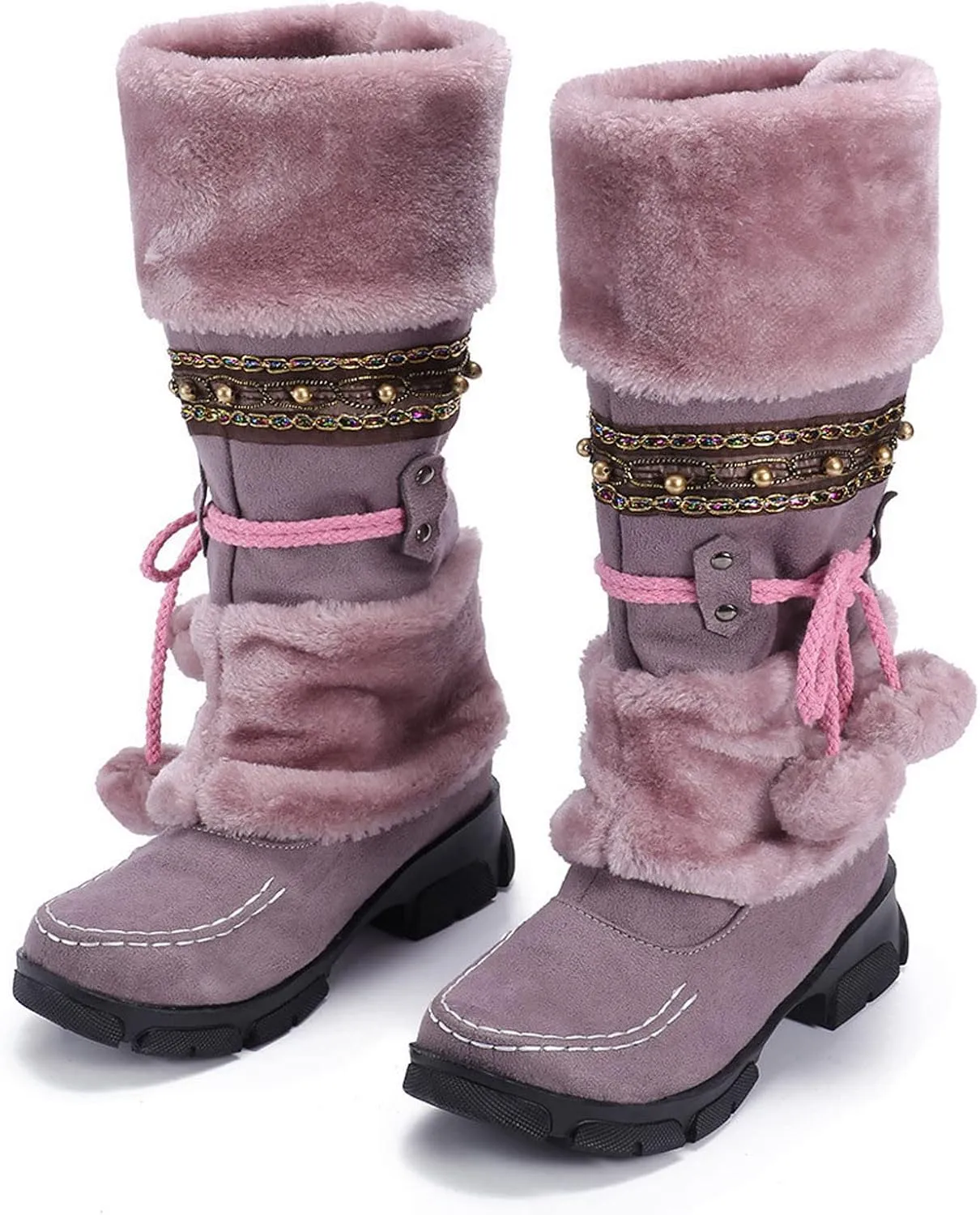 Snow Boots for Women Waterproof Womens Snow Boots Ankle Fur Boots for Women Winter Black Womens Hiking Boots Waterproof Botas De Trabajo Para El Frio Extremo Y Agua De Mujer