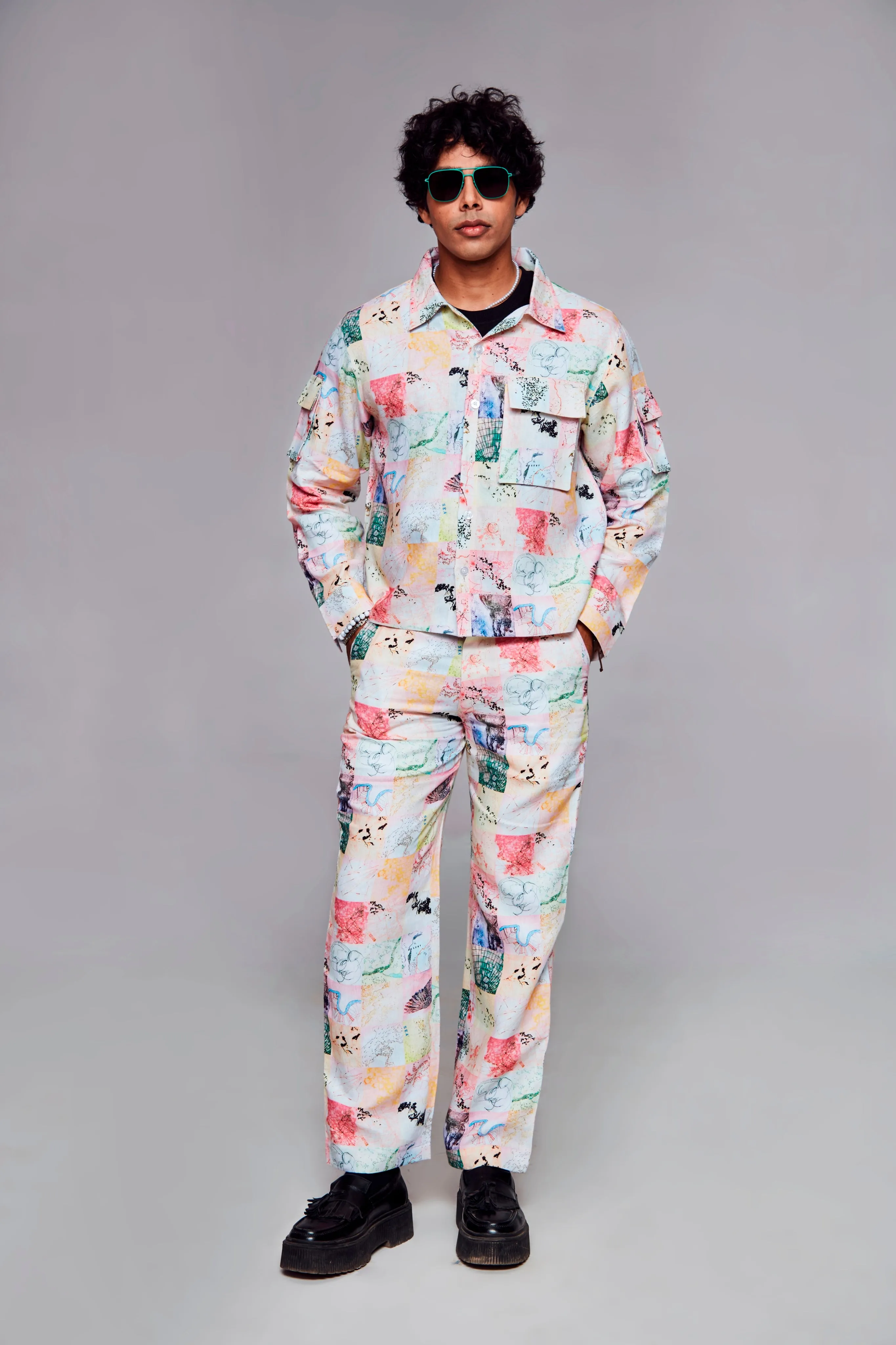 Spectrum Swag : Pure Linen Crop Length Jacket
