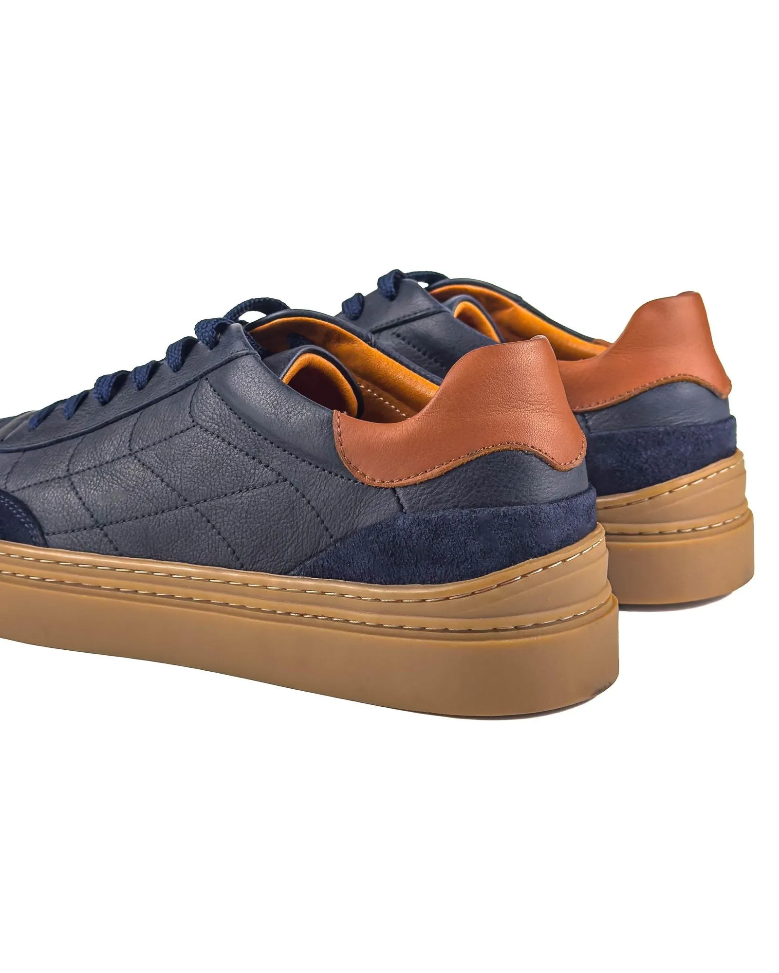 T-Glide Navy Blue Genuine Leather Navy Blue Suede Men's Sneaker Shoes