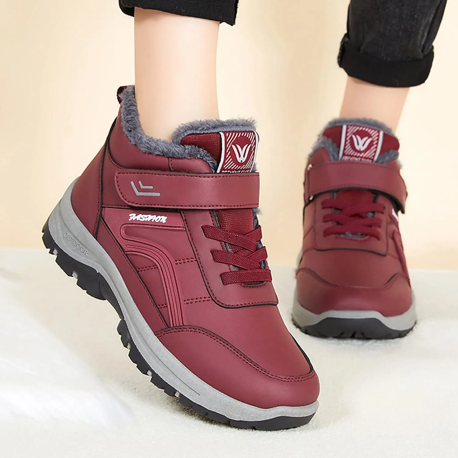 Tall Black Winter Boots for Women Waterproof Snow Womens Winter Snow Boots Wide Winter Boots for Women Snowboarding Womens Hiking Boots Waterproof Botas De Frio Para Mujer Bajitas De Cuero