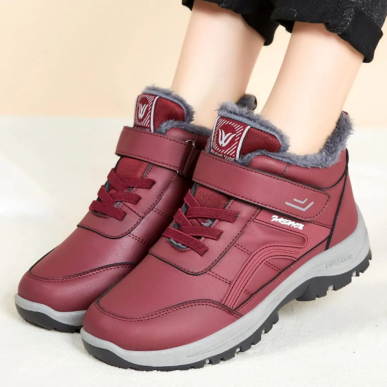 Tall Black Winter Boots for Women Waterproof Snow Womens Winter Snow Boots Wide Winter Boots for Women Snowboarding Womens Hiking Boots Waterproof Botas De Frio Para Mujer Bajitas De Cuero