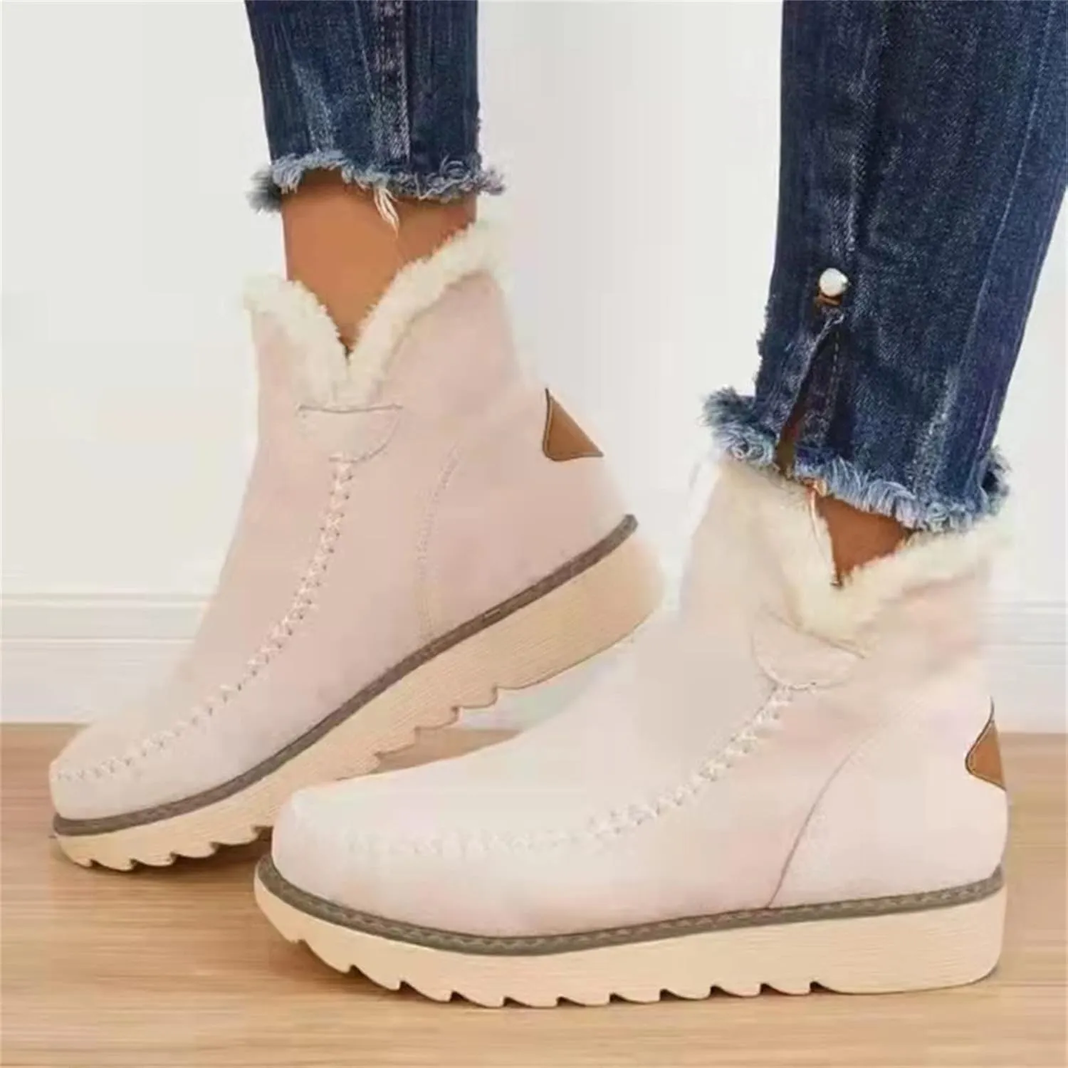 Trending Winter Boots For Women 2024 High-top Snow Boots Slip on Warm Outdoor Fur Lined Ankle Booties Loafers Shoes