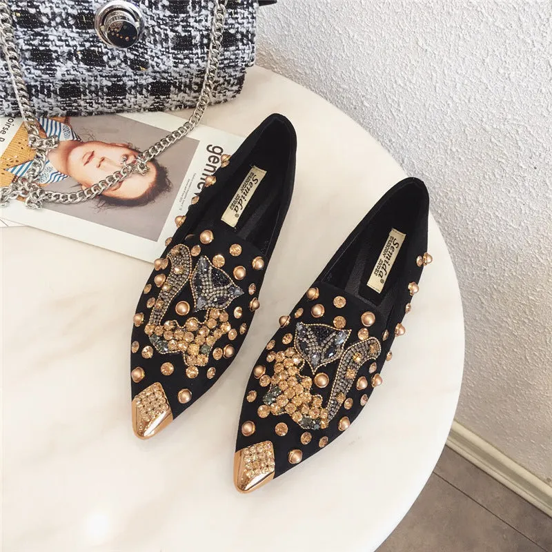 Versatile Rhinestone Flat  Shallow Mouth Single Shoes