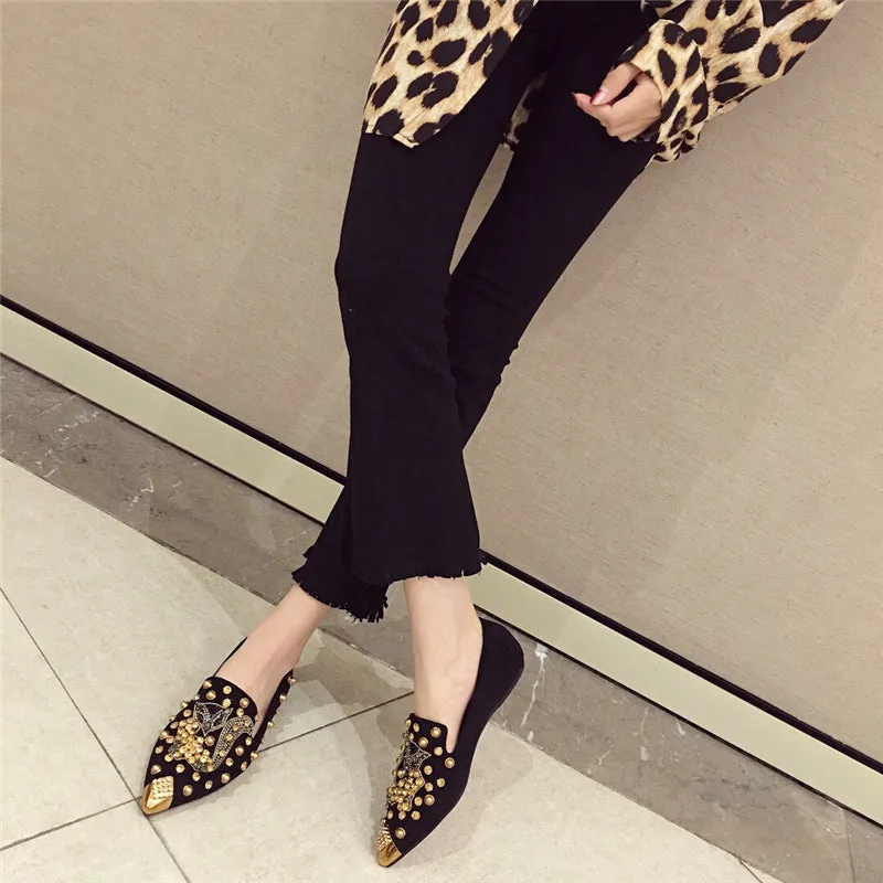 Versatile Rhinestone Flat  Shallow Mouth Single Shoes