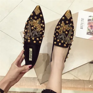 Versatile Rhinestone Flat  Shallow Mouth Single Shoes