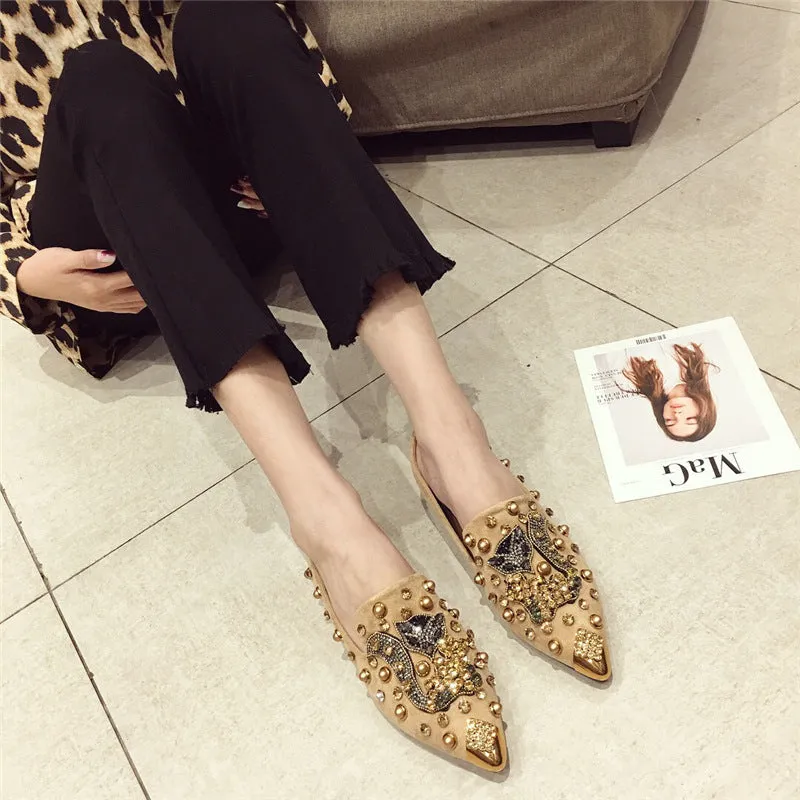 Versatile Rhinestone Flat  Shallow Mouth Single Shoes