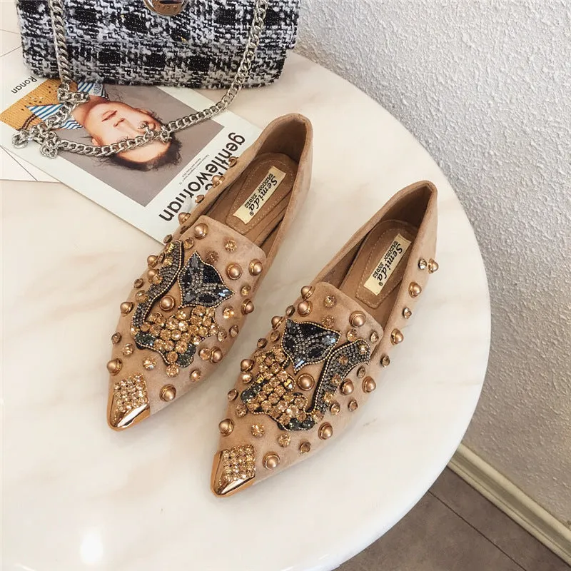 Versatile Rhinestone Flat  Shallow Mouth Single Shoes