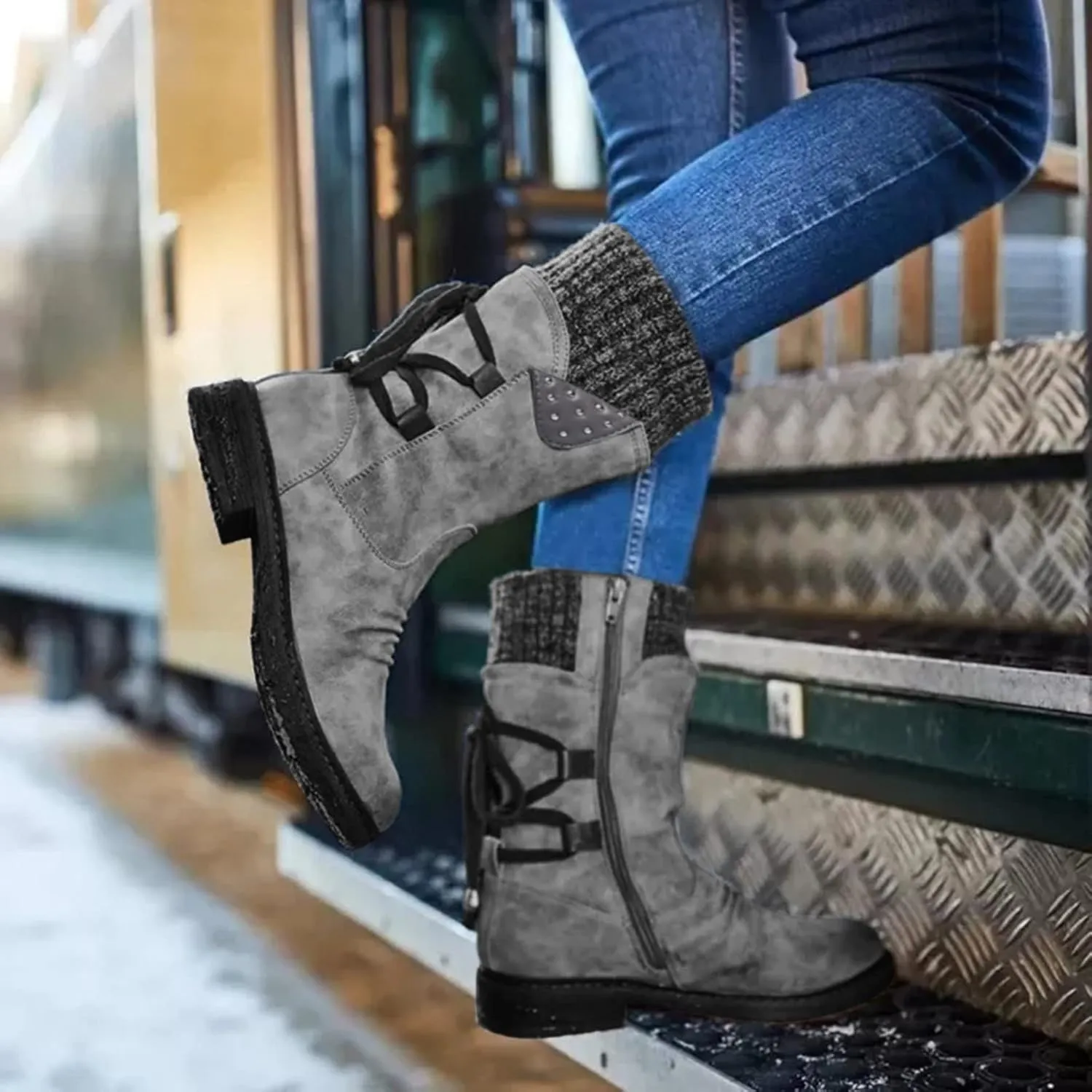 Waterproof Snow Boots for Women Walking Snow Boot Wide Width Women Wedge Winter Boots for Women Ankle Booties Wide Width Winter Boots for Woman Botas De Mujer Para El Frio De Vestir