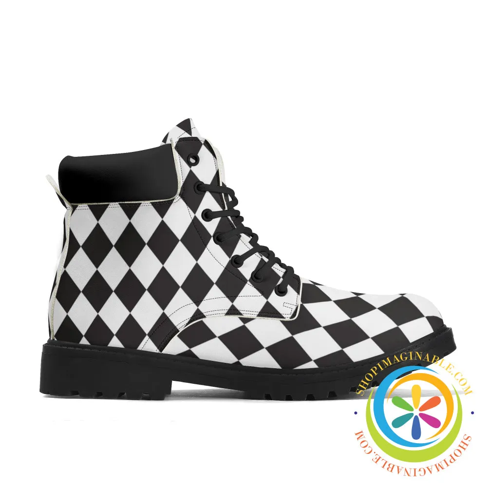 White Black Diamond  Alice in Wonderland Women's Boots