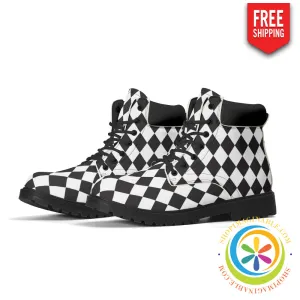 White Black Diamond  Alice in Wonderland Women's Boots