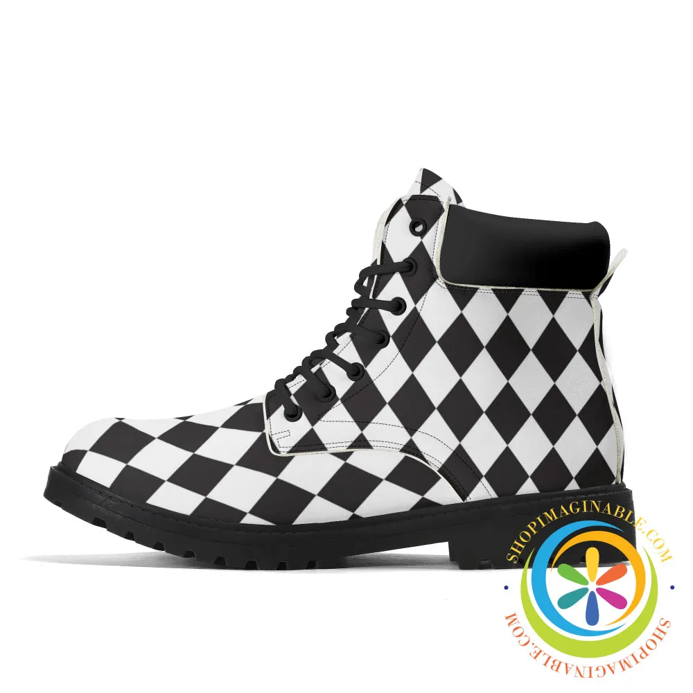 White Black Diamond  Alice in Wonderland Women's Boots