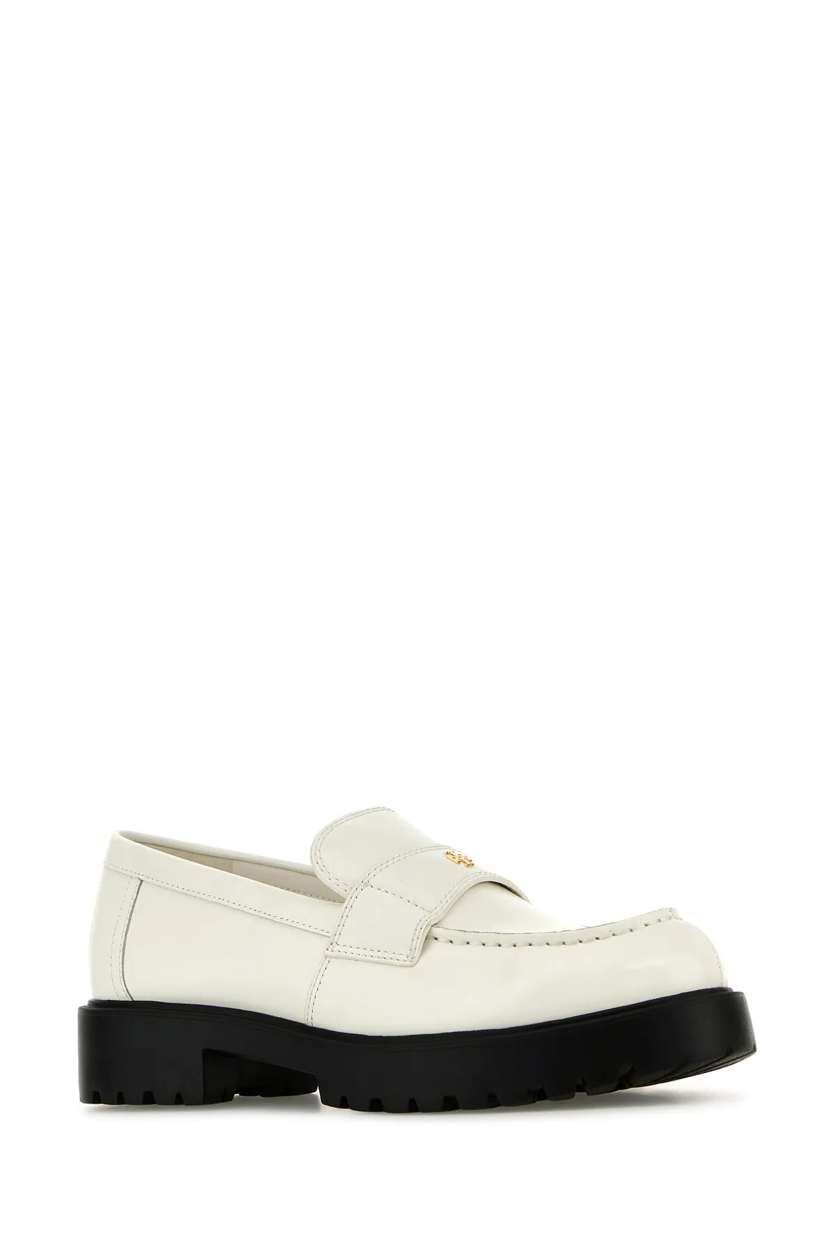 White leather loafers