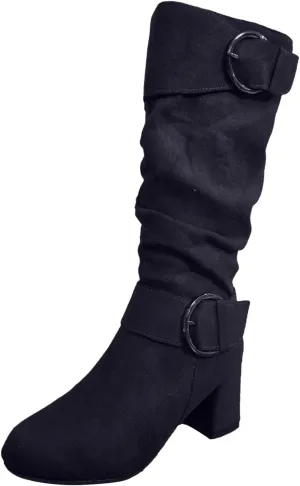 Wide Calf Rain Boots for Women Plus Size Fashion Women Solid Autumn Winter Thick Sole Wedge Boots for Women Wide Calf