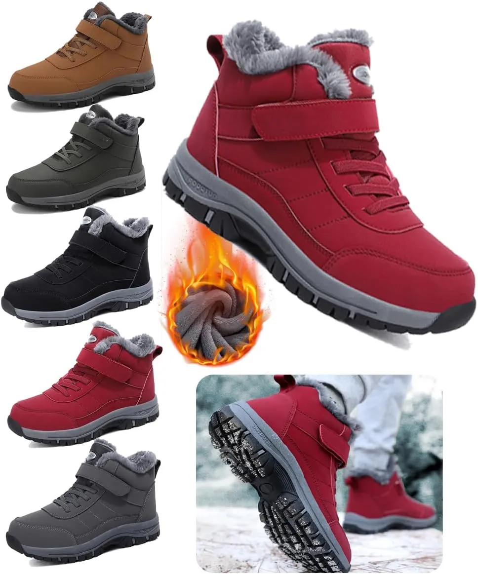 Women Men'S Snow Boots Outdoor Hiking Boots Warm Villi Boots Anti-Slip Trekking Shoes Waterproof Walking Boots Ergonomic Winter Boots,Warm Ankle Booties With Arch Support