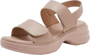 Women Platform Sandals Platform Flat Walking Sandals Comfortable Slip On Casual Summer Beach Slip On Shoes