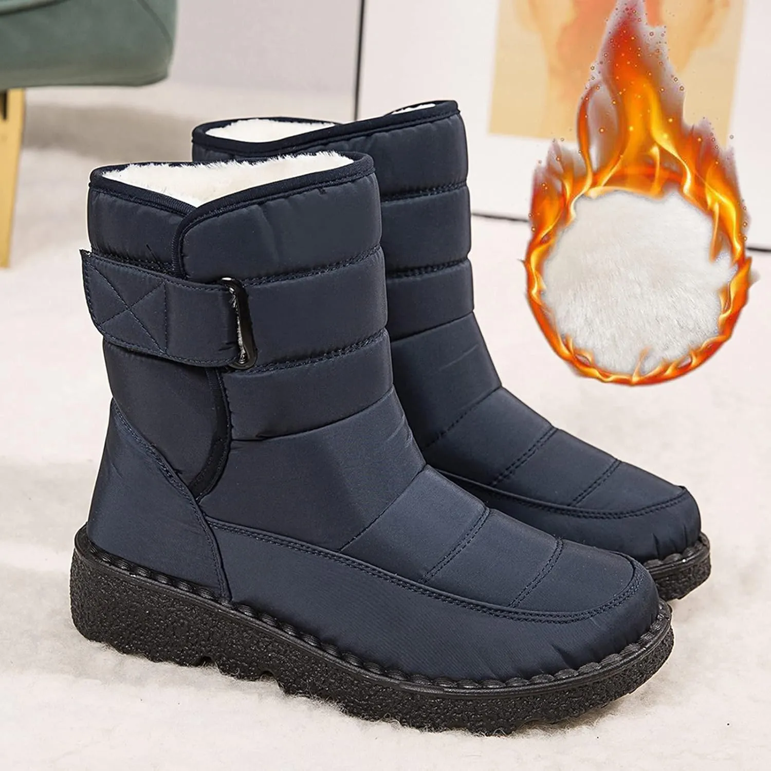 Women Snow Boots Waterproof Snow Boots Womens Winter Ankle Boots Ladies Warm Fur Lined Booties Waterproof Snow Boots Women Pull on Winter Womens Boots Slip on Botas De Nieve Mujer