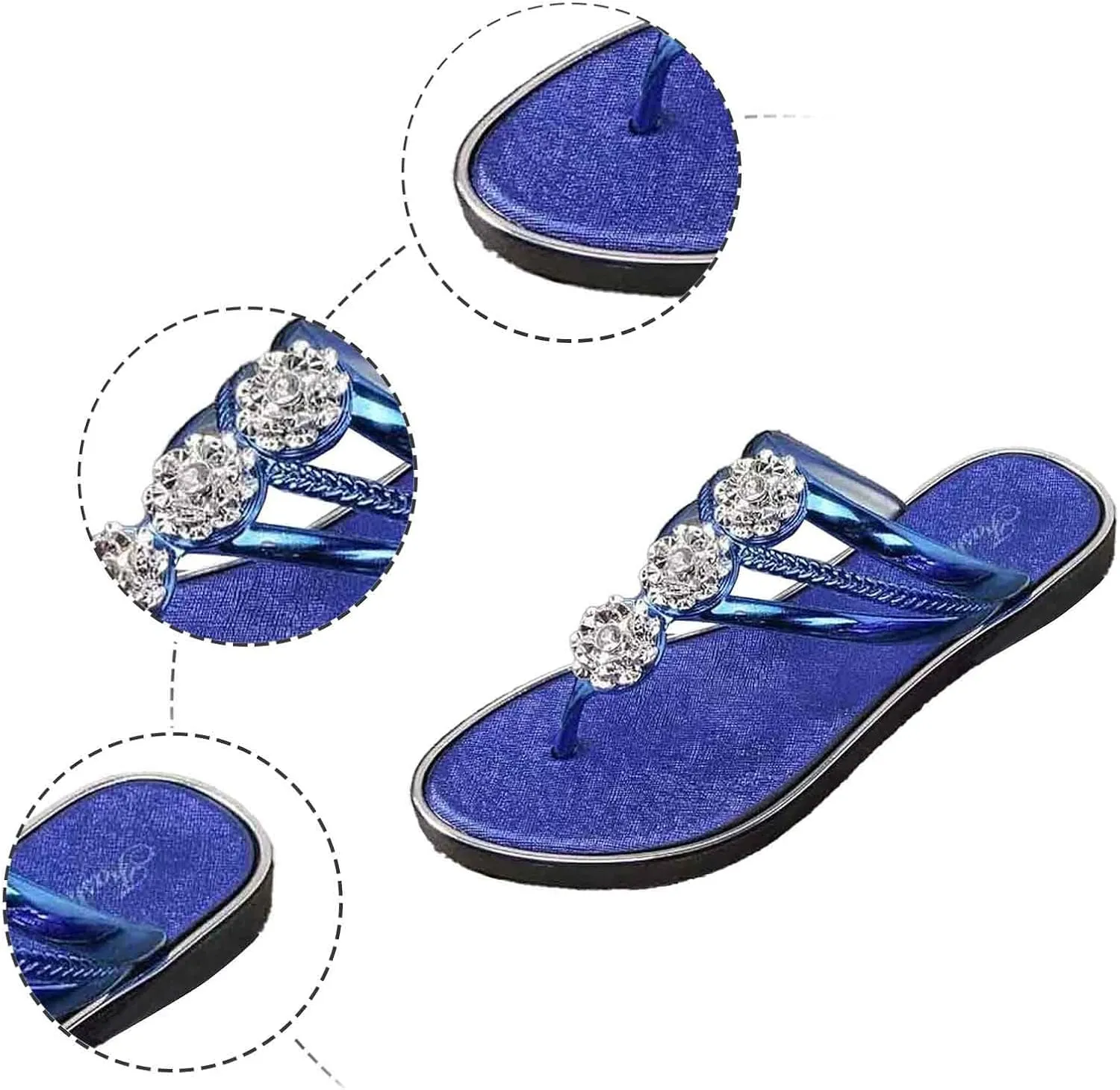 Womens Flip Flops Beach Comfort Thong Style Sandals in Summer Womens Wide Width Slippers with Arch Support