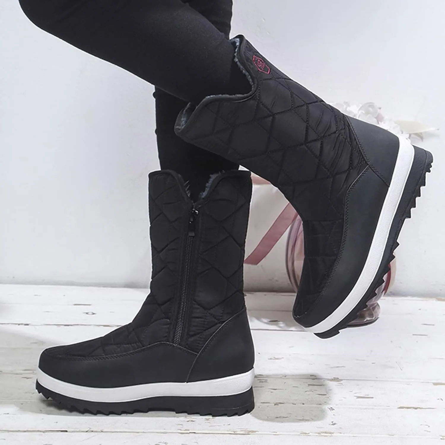 Womens Mens Winter Boots Waterproof Hiking Boots Outdoor Sneaker Boots Cold Weather Fur Lined Short Ankle Booties Duck Boots