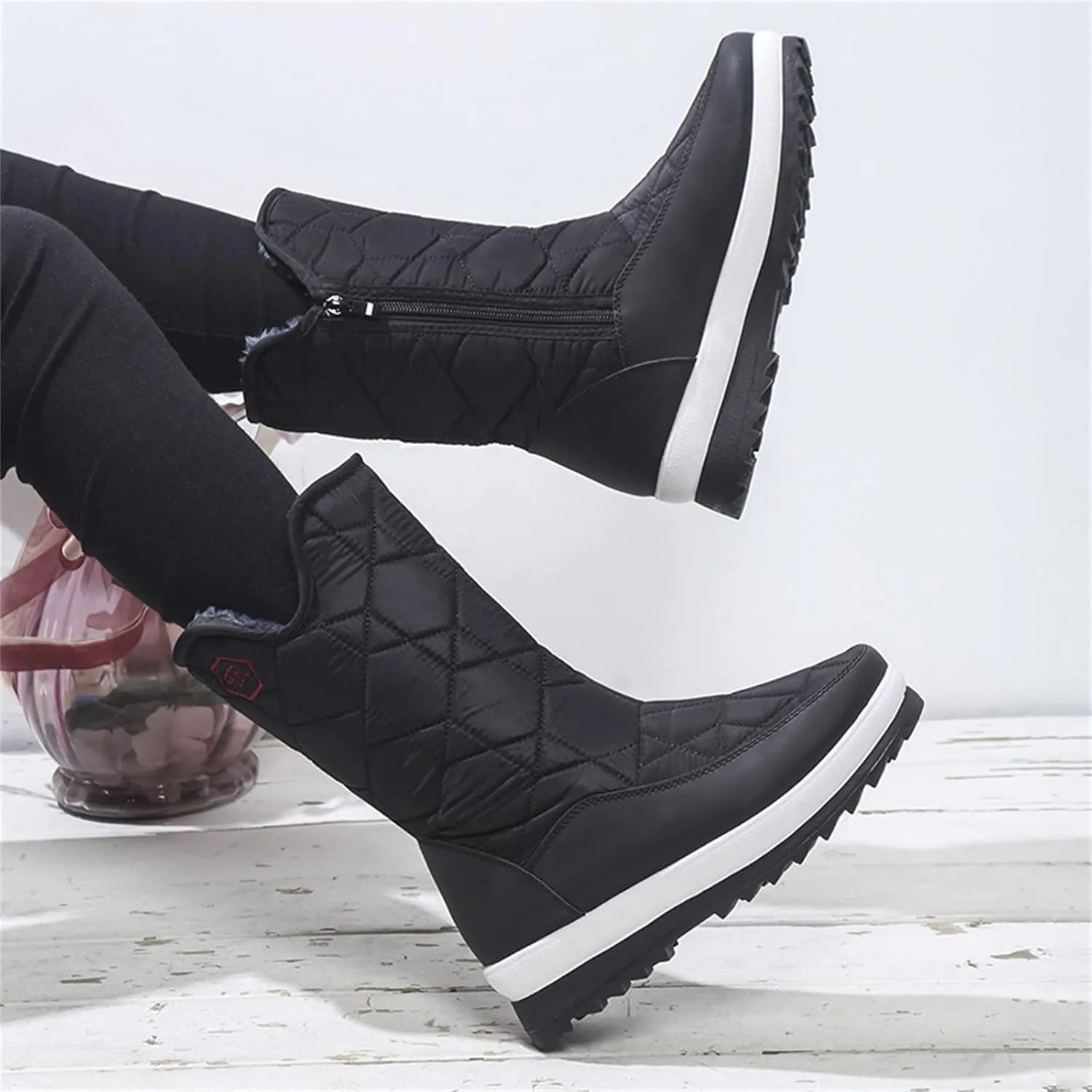 Womens Mens Winter Boots Waterproof Hiking Boots Outdoor Sneaker Boots Cold Weather Fur Lined Short Ankle Booties Duck Boots